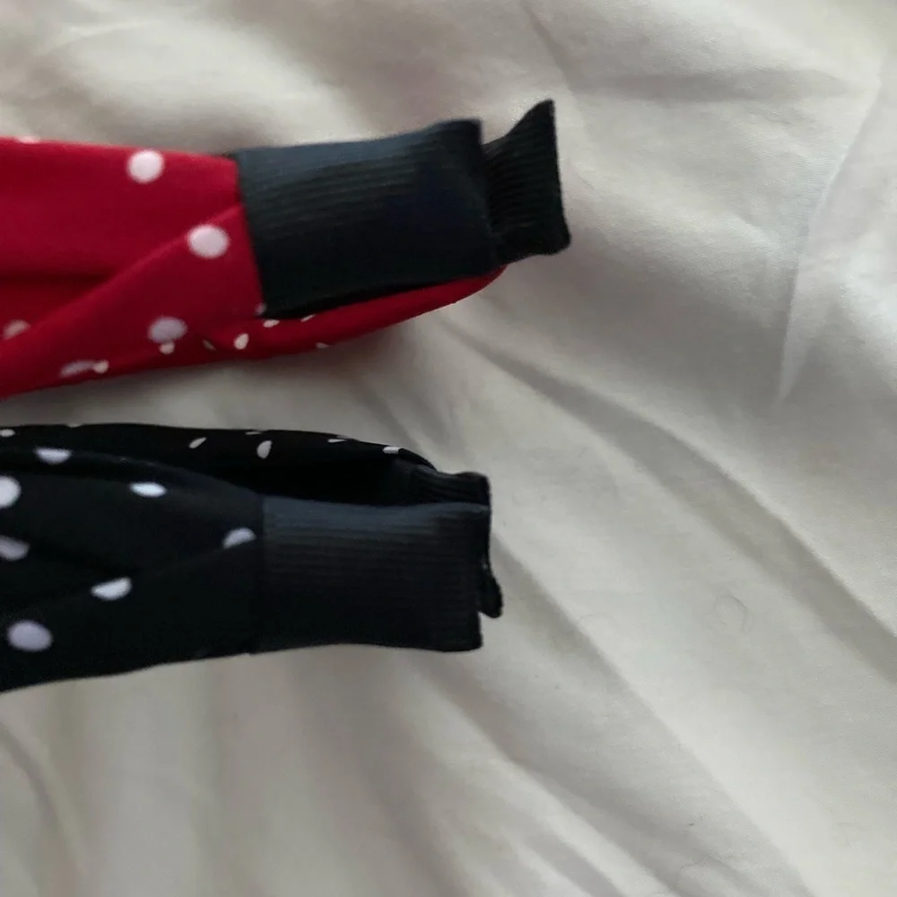 Polka Dot Headbands & hair tie with attached material for flair. Hair BUNDLE🔥